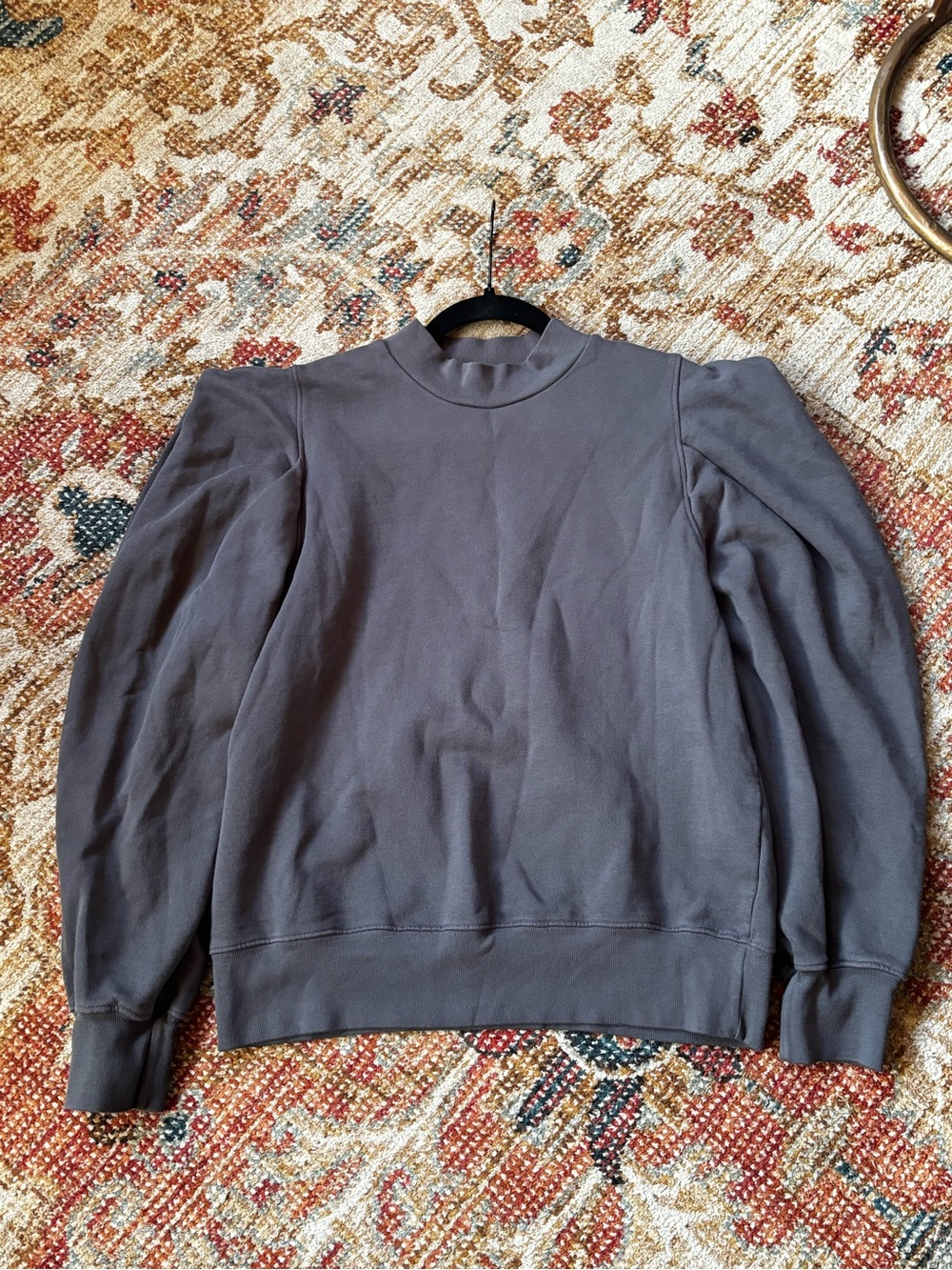 AGOLDE Puff Shoulder Balloon Sleeve Sweatshirt - Washed Charcoal - Size M